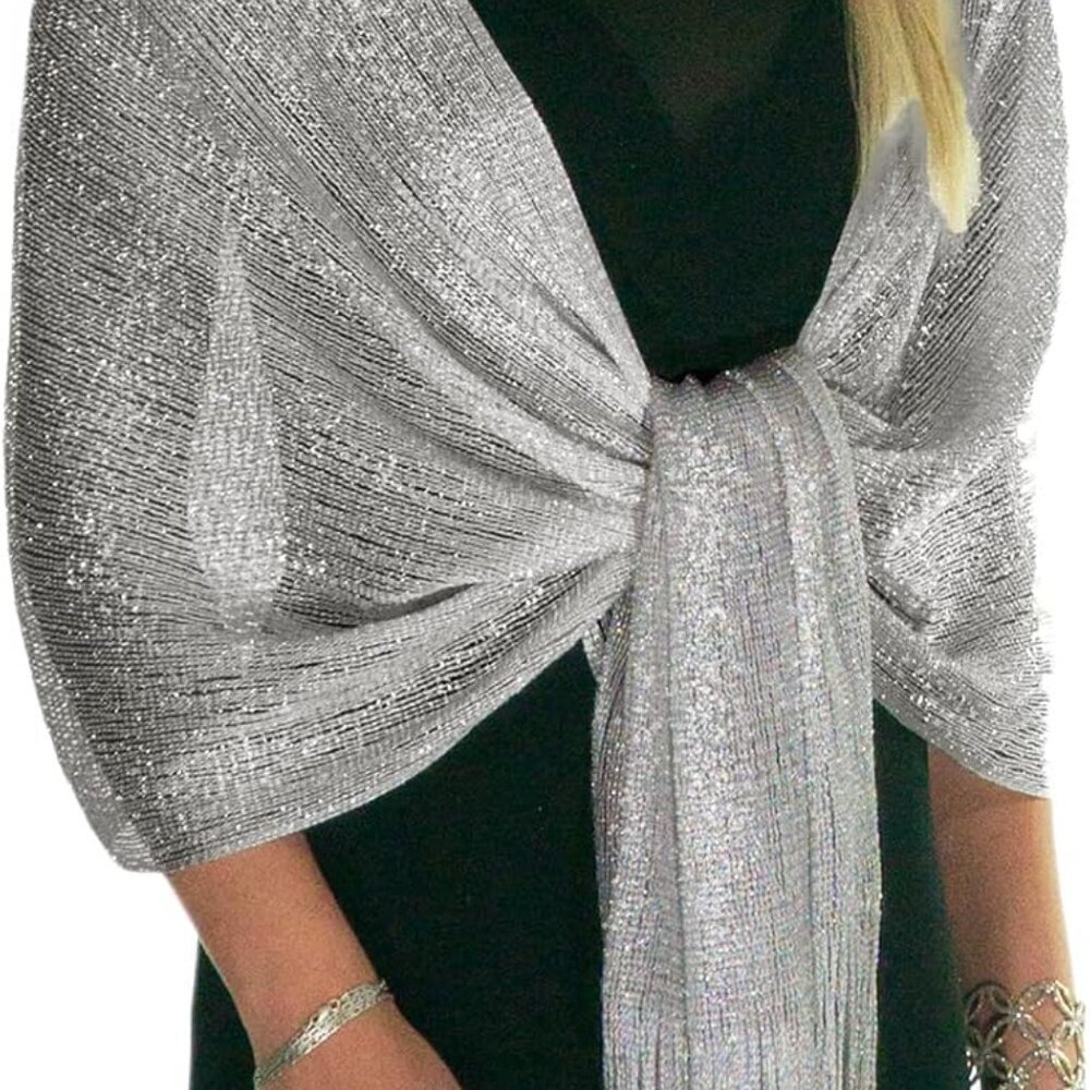 Shawls and Wraps for Evening Dresses, Metallic Glitter Shawls for Women, Sparkli